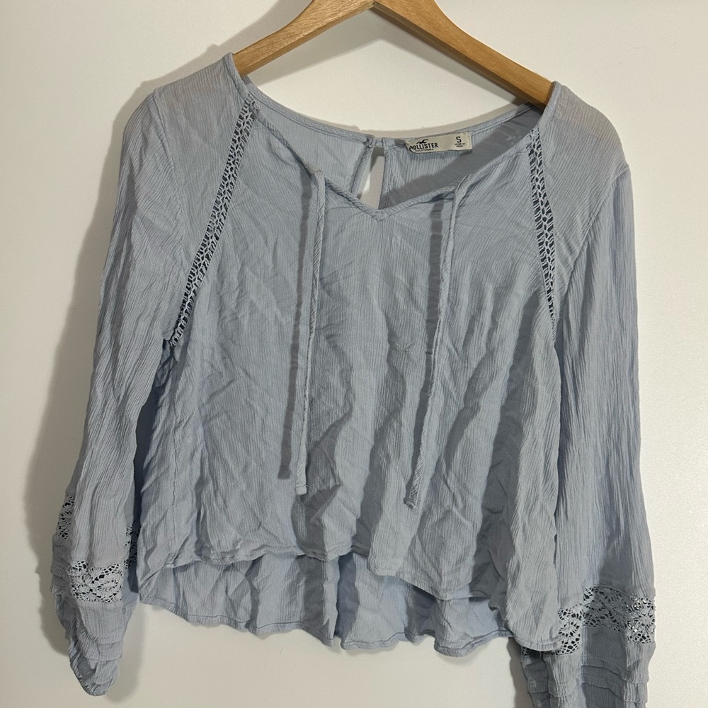 Hollister Light Blue Lace Detail Blouse
